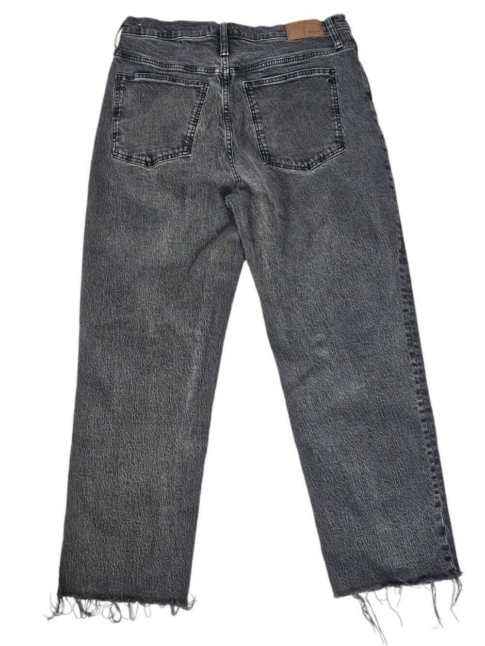 Madewell The Perfect Vintage Straight Leg Jeans 31 Lunar Black Raw Hem Cropped